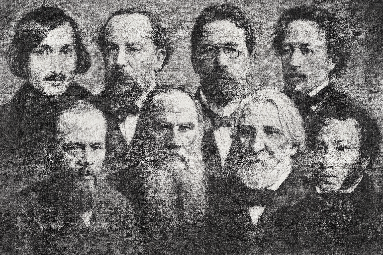 Bookshelves with classic Russian literature